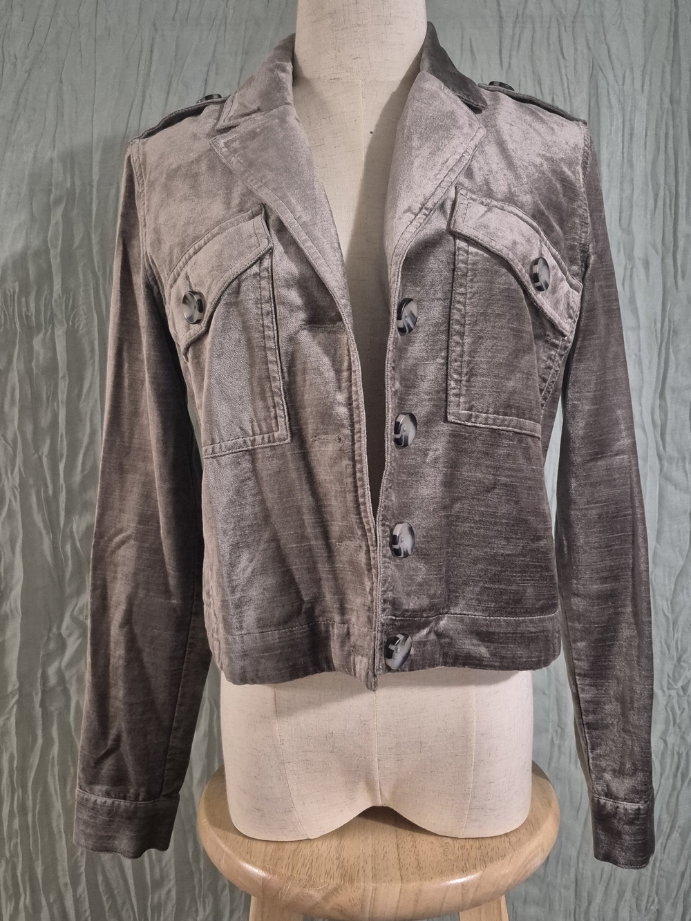 CAbi Velvet Utility Jacket — Gray